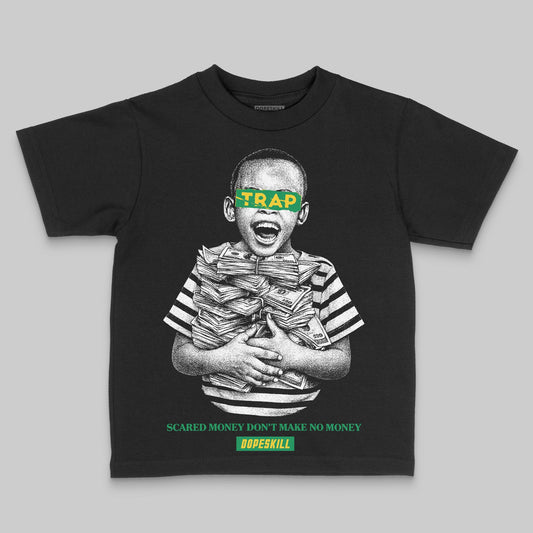 Green Sneakers DopeSkill Toddler Kids T-shirt Scared Money Don't Make No Money Graphic Streetwear - Black
