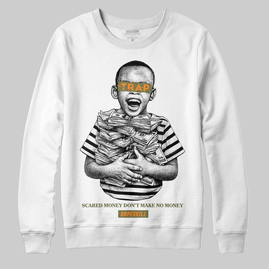 Olive Sneakers DopeSkill Sweatshirt Scared Money Don't Make No Money Graphic Streetwear - White