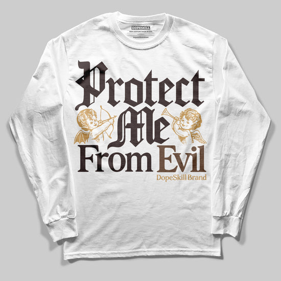 Jordan 5 “Earth/Metallic Gold” DopeSkill Long Sleeve T-Shirt Protect Me From Evil Graphic Streetwear - White