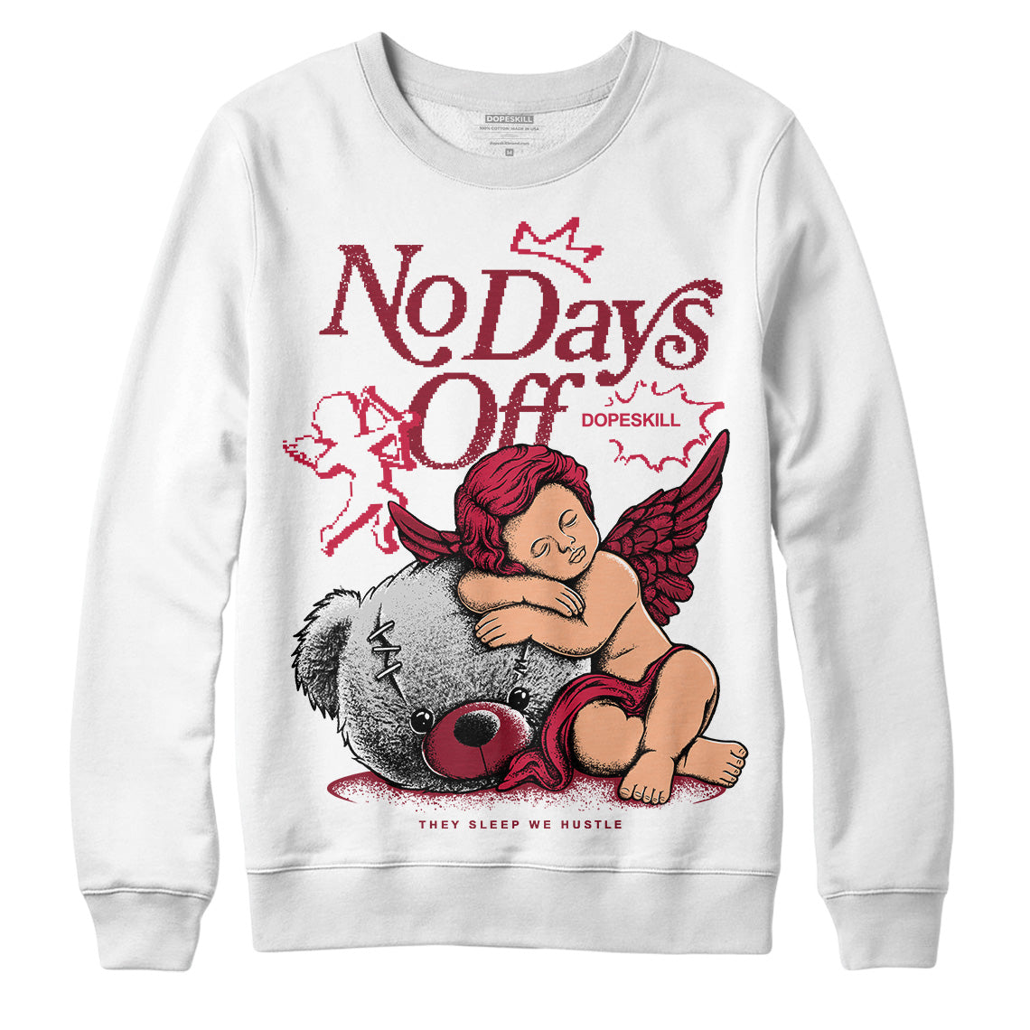 Jordan 1 Retro High '85 OG Metallic Burgundy DopeSkill Sweatshirt New No Days Off Graphic Streetwear - WHite