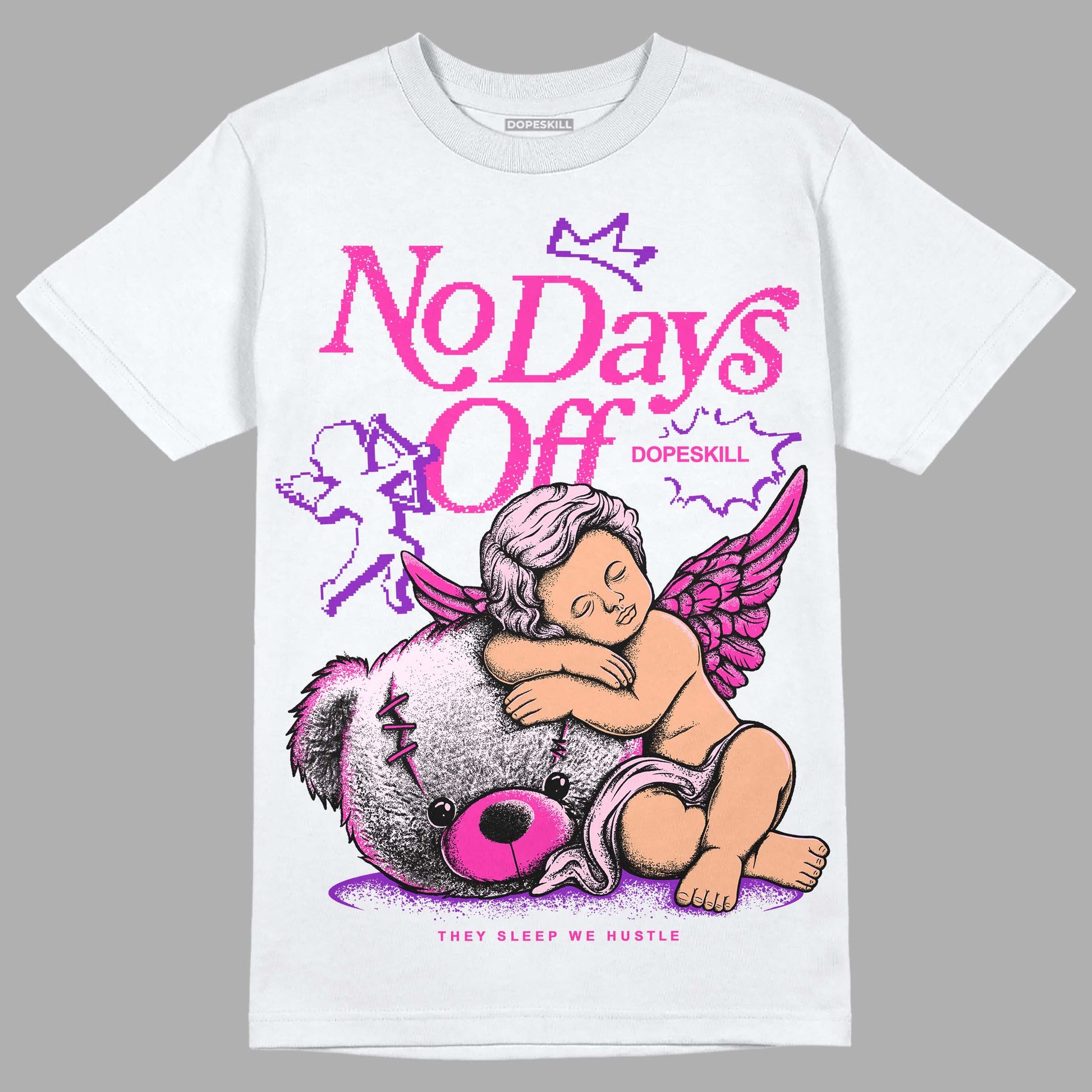 Dunk Low GS 'Triple Pink' DopeSkill T-Shirt New No Days Off Graphic Streetwear - White