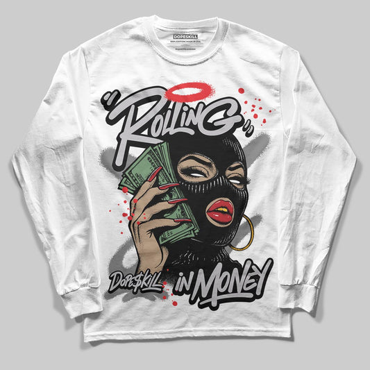 Grey Sneakers DopeSkill Long Sleeve T-Shirt Rolling in Money Graphic Streetwear - White