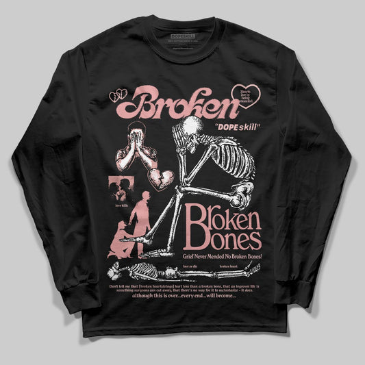 Jordan 40 “Dusty Rose” DopeSkill Long Sleeve T-Shirt Broken Bones Graphic Streetwear - Black