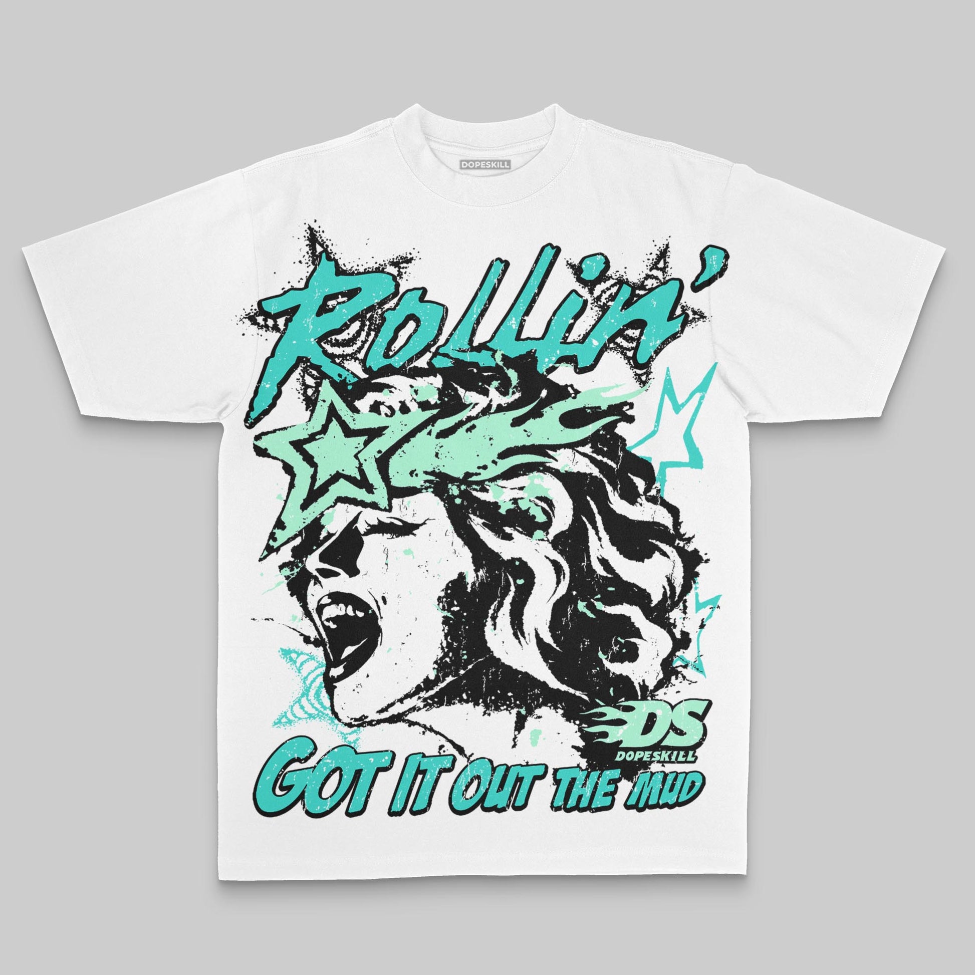 Aqua Oversize Print Got It Out The Mud DopeSkill Graphic Premium T-shirt Streetwear - White 
