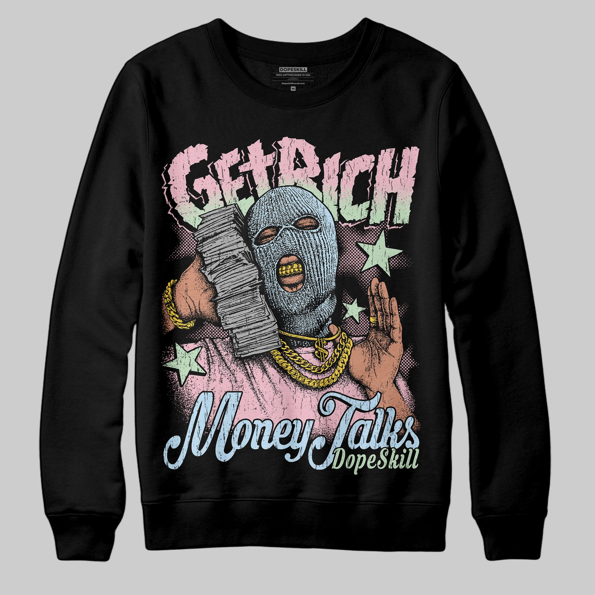 Jordan 4 Retro Valentine's Day (2026) (GS) DopeSkill Sweatshirt Get Rich Graphic Streetwear - Black