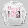 AMIRI White & Pink Stars Court Sneakers DopeSkill Long Sleeve T-Shirt Protect Me From Evil Graphic Streetwear - White