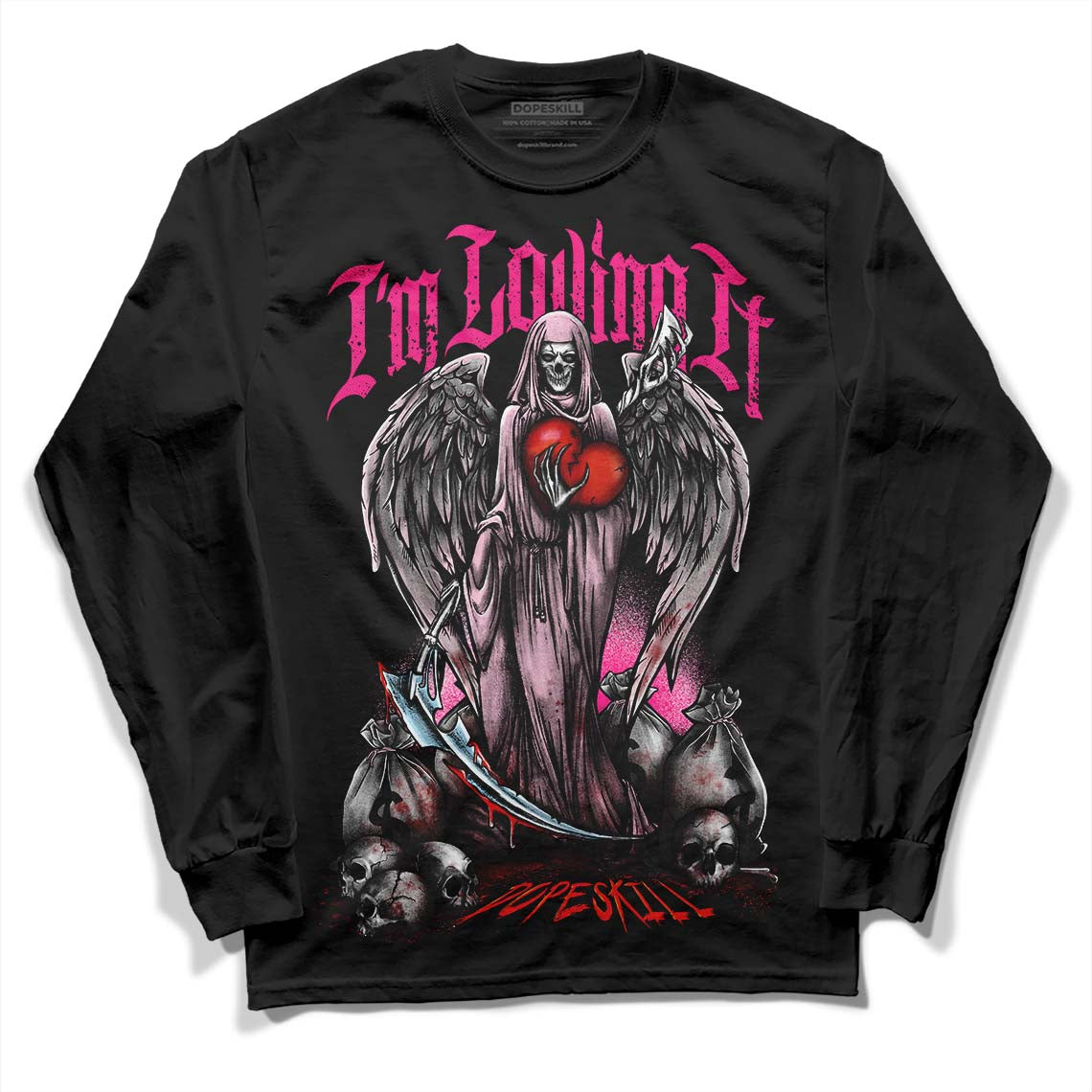 Dunk Low LX Pink Foam DopeSkill Long Sleeve T-Shirt New I'm Loving It Graphic Streetwear - Black