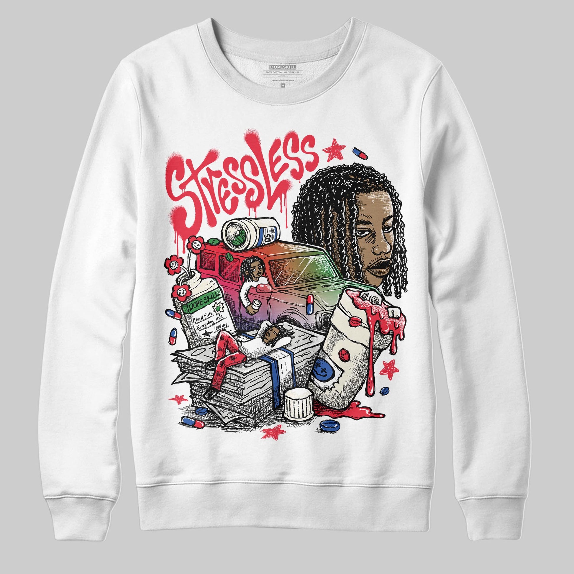Jordan 11 Retro 285 Atlanta DopeSkill Sweatshirt Stressless Graphic Streetwear - White