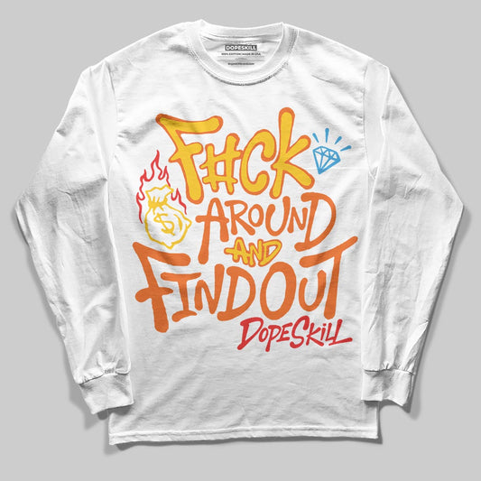 Yellow Sneakers DopeSkill Long Sleeve T-Shirt F#ck Around And Find Out Graphic Streetwear - WHite 