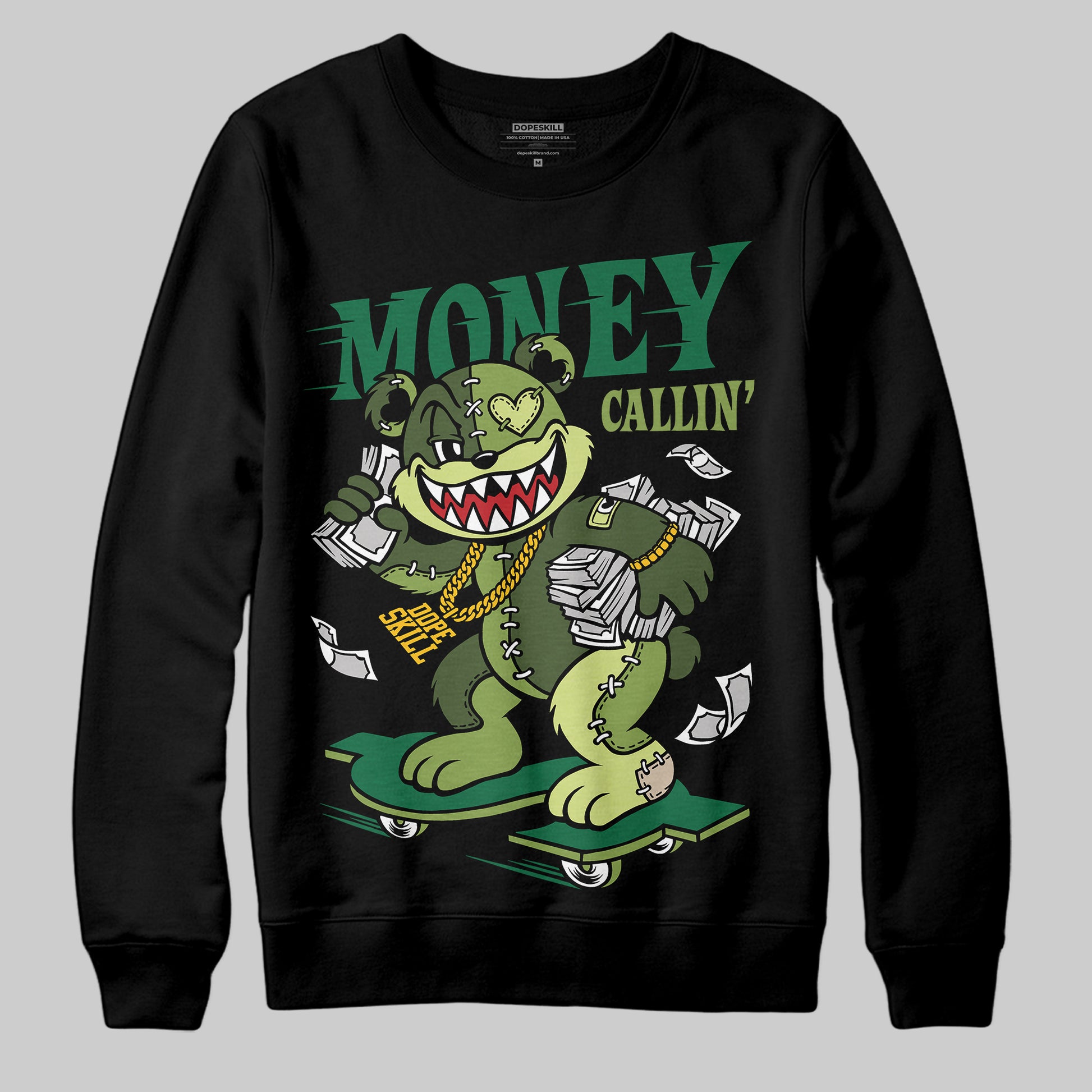 Foamposite Pro 'Pine Green' DopeSkill Sweatshirt Money Callin' Graphic Streetwear - Black