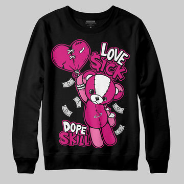 Rick Owens Pink Leather Low Sneakers DopeSkill Sweatshirt Love Sick Graphic Streetwear - Black