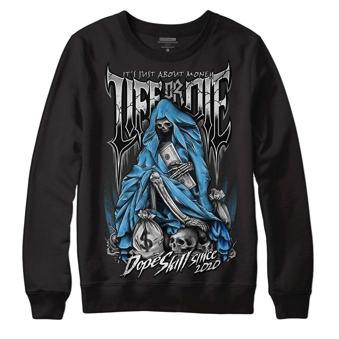 Dunk Low ‘Pure Platinum’ DopeSkill Sweatshirt Life or Die Graphic Streetwear - Black