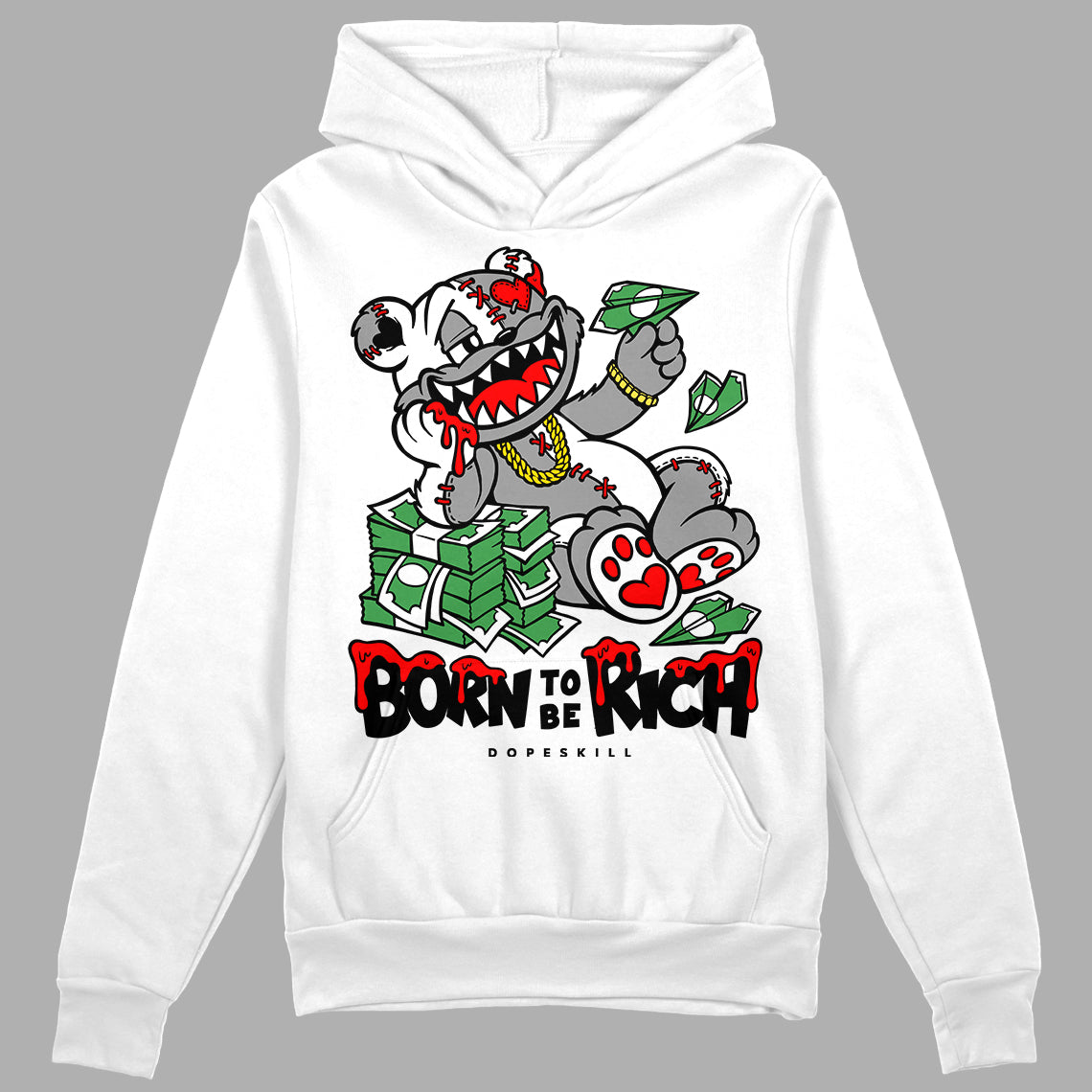 Black and White Sneakers DopeSkill Hoodie Sweatshirt Born To Be Rich Graphic Streetwear - WHite 