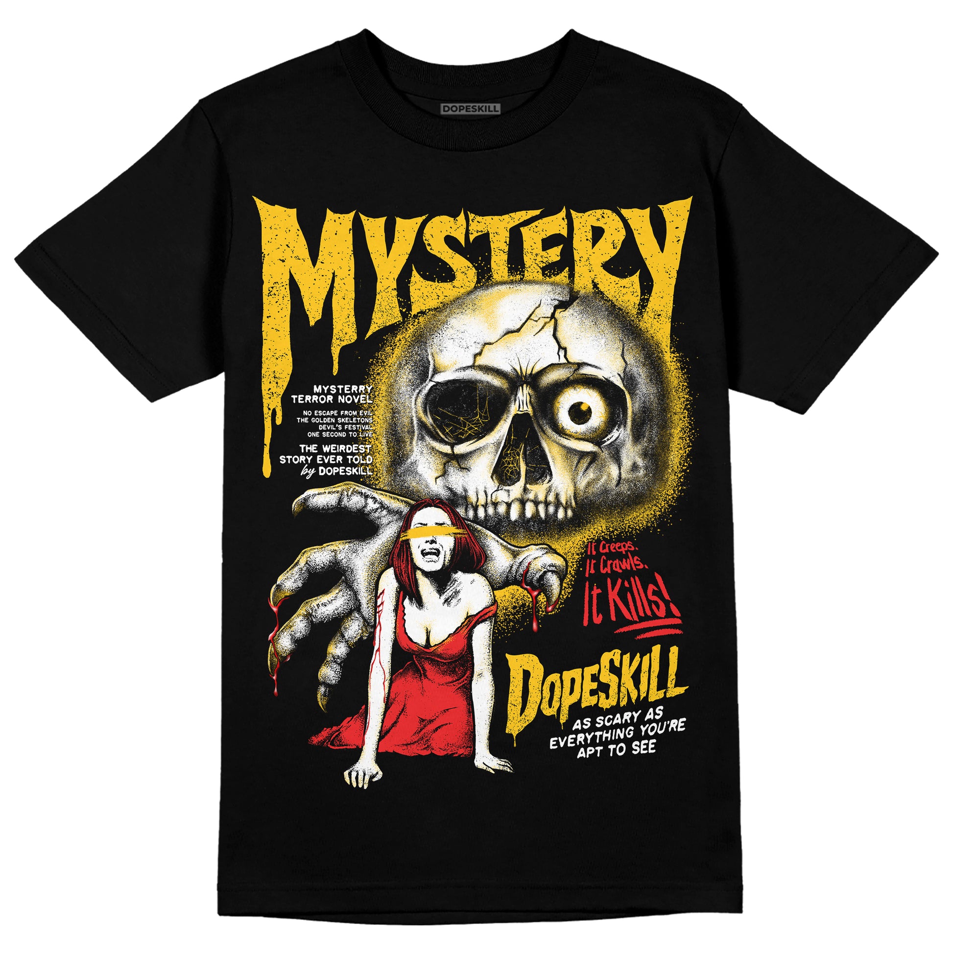 Yellow Sneakers DopeSkill T-Shirt Mystery Ghostly Grasp Graphic Streetwear - Black