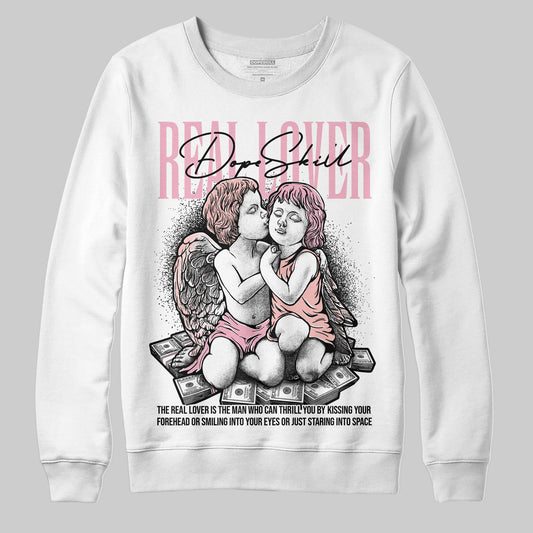 AMIRI White & Pink Stars Court Sneakers DopeSkill Sweatshirt Real Lover Graphic Streetwear - White