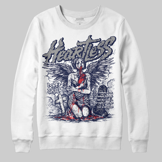 Jordan 3 "Midnight Navy" DopeSkill Sweatshirt Heartless Graphic Streetwear - White 