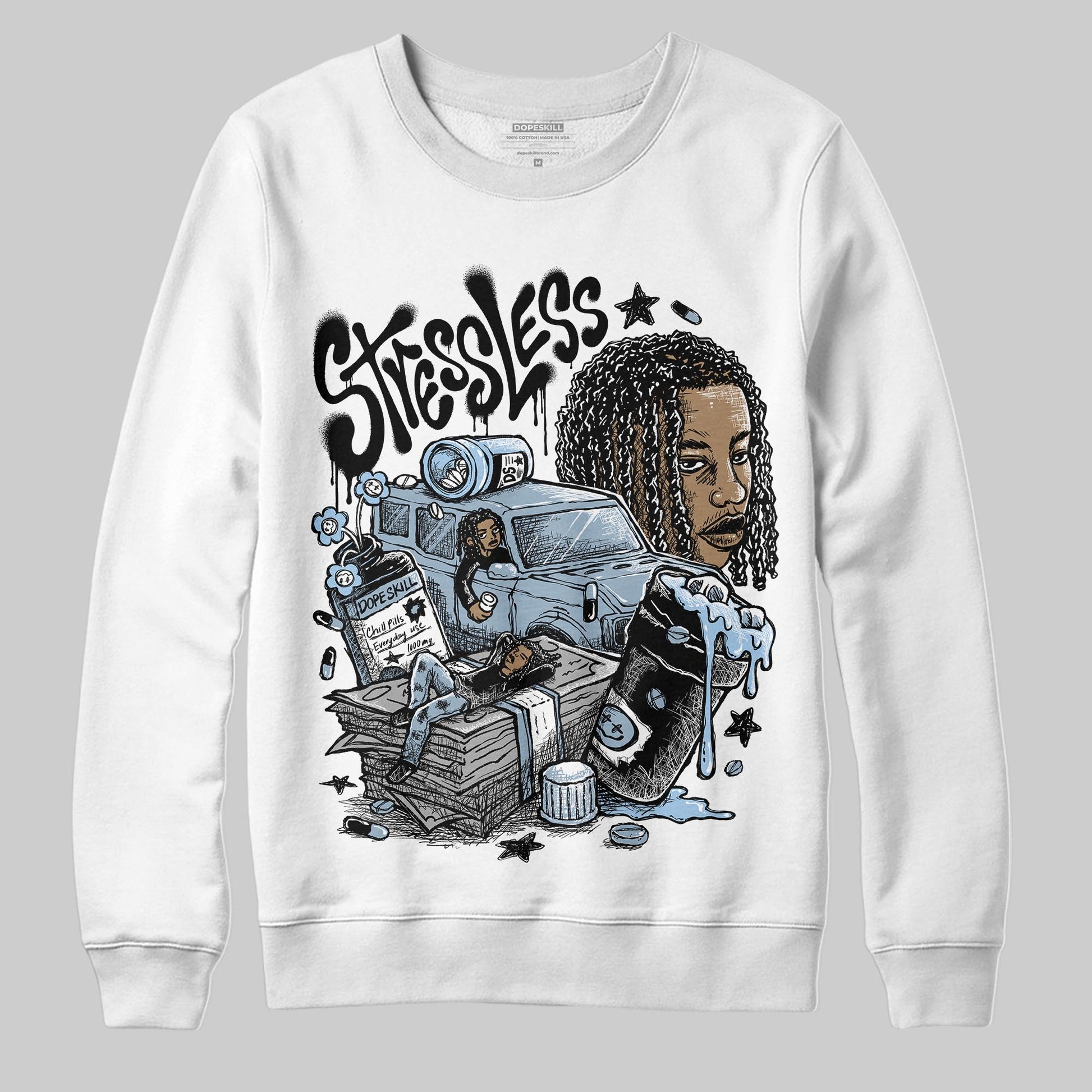 Jordan 40 “Blue Suede” DopeSkill Sweatshirt Stressless Graphic Streetwear - White