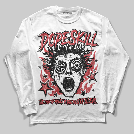 Red Sneakers DopeSkill Long Sleeve T-Shirt Root of Evil Graphic Streetwear - White