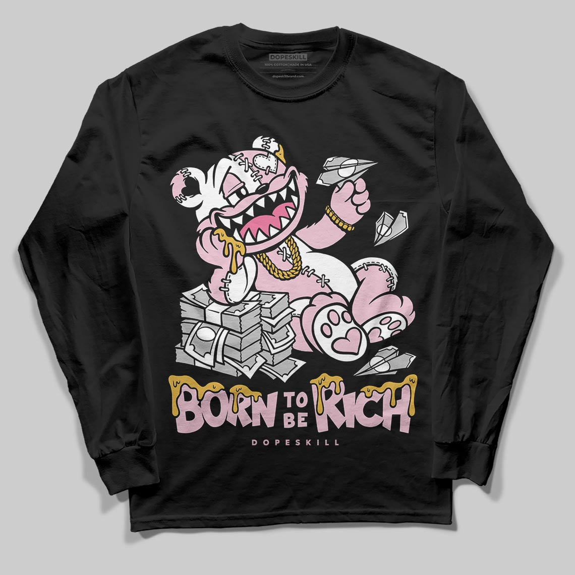 Jordan 5 OG “35th Anniversary” DopeSkill Long Sleeve T-Shirt Born To Be Rich Graphic Streetwear - Black