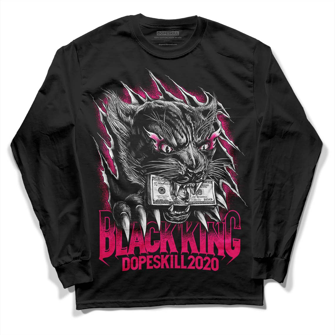 Jordan 1 Low GS “Fierce Pink” Dopeskill Long Sleeve T-Shirt Black King Graphic Streetwear - Black