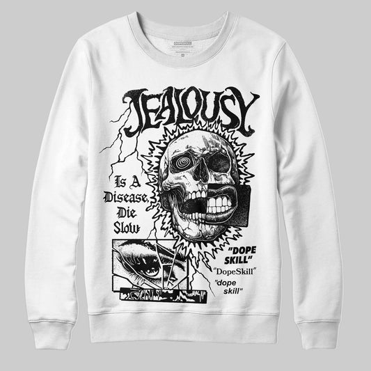 Black and White Sneakers DopeSkill Sweatshirt Jealousy Graphic Streetwear - White 