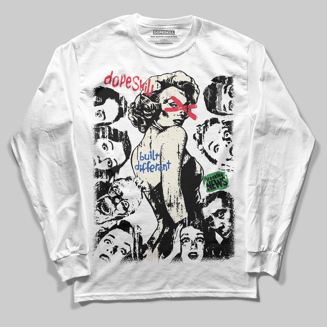 Jordan 11 Retro 285 Atlanta DopeSkill Long Sleeve T-Shirt Built Different Graphic Streetwear - White