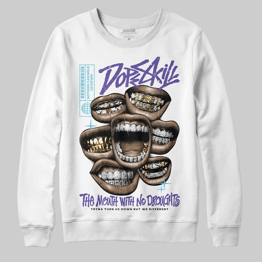 Jordan 8 Retro 'Aqua' 2025 DopeSkill Sweatshirt The Mouth With No Droughts Graphic Streetwear - White