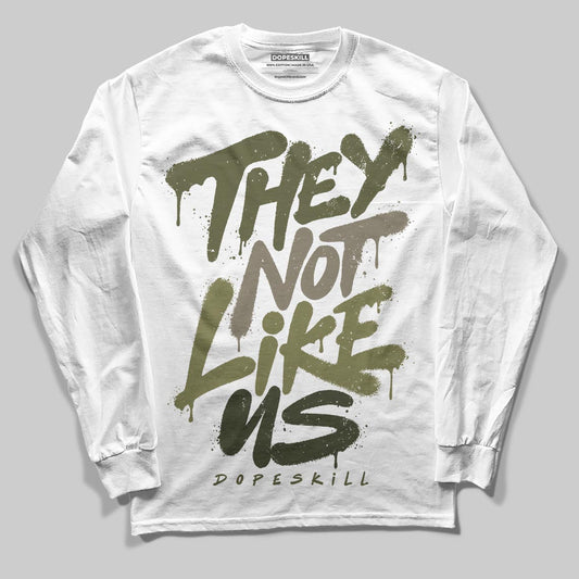 Jordan 3 “Medium Olive” aka “Family Affair” DopeSkill Long Sleeve T-Shirt They Not Like Us Graphic Streetwear - White