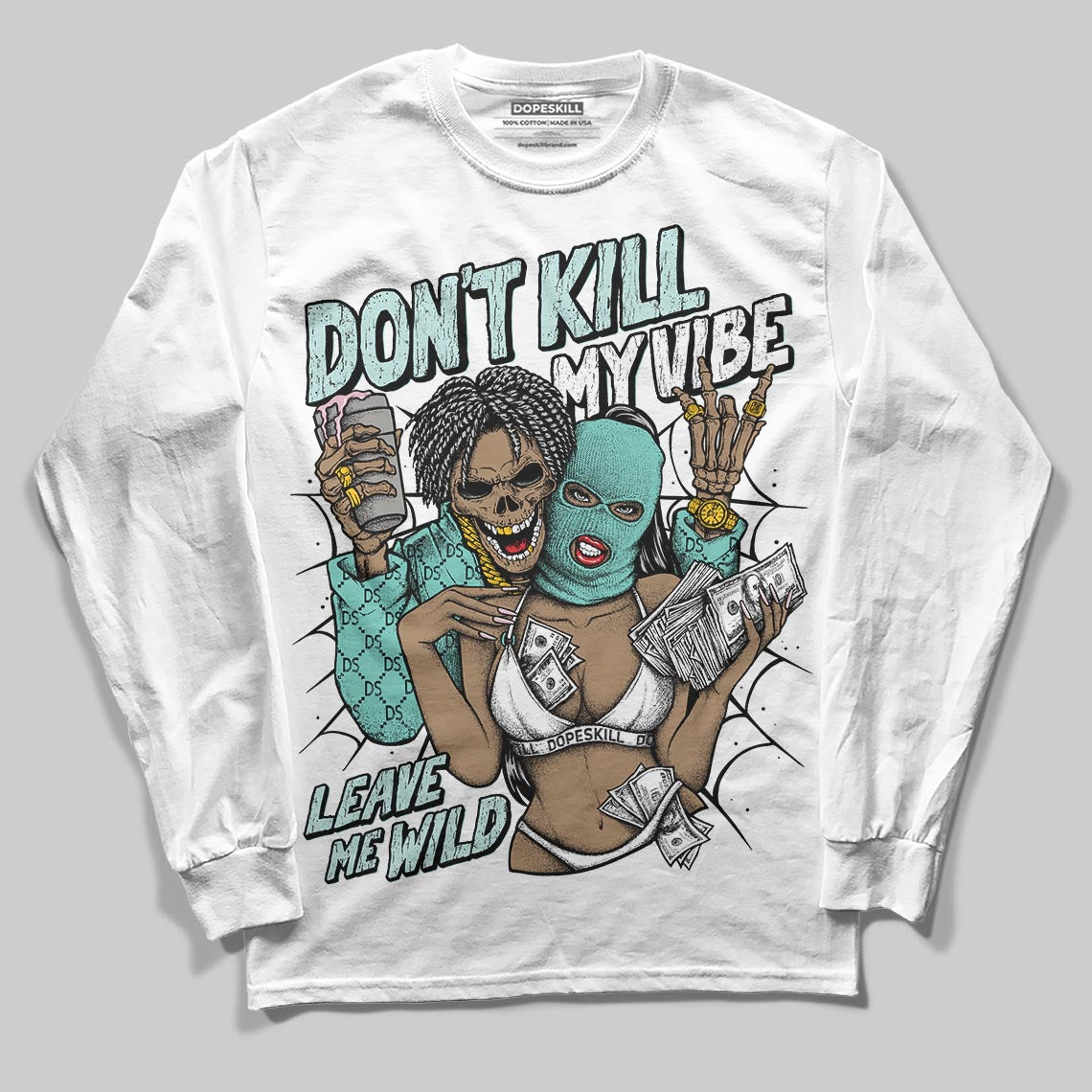 Jordan 11 Low "Igloo" DopeSkill Long Sleeve T-Shirt Don't Kill My Vibe Graphic Streetwear - White