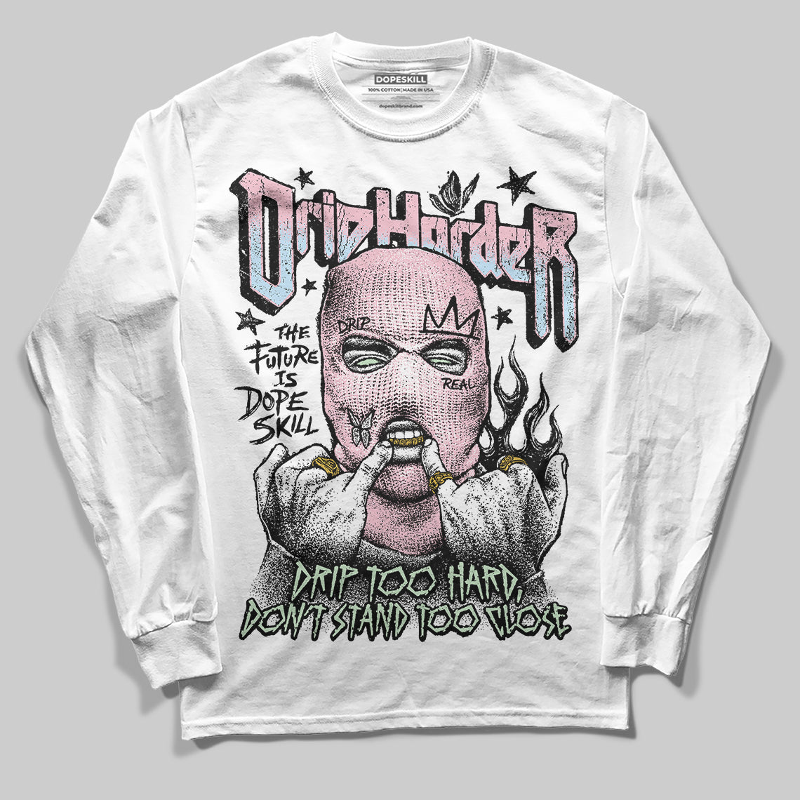 Jordan 4 Retro Valentine's Day (2026) (GS) DopeSkill Long Sleeve T-Shirt Drip Harder Graphic Streetwear  White