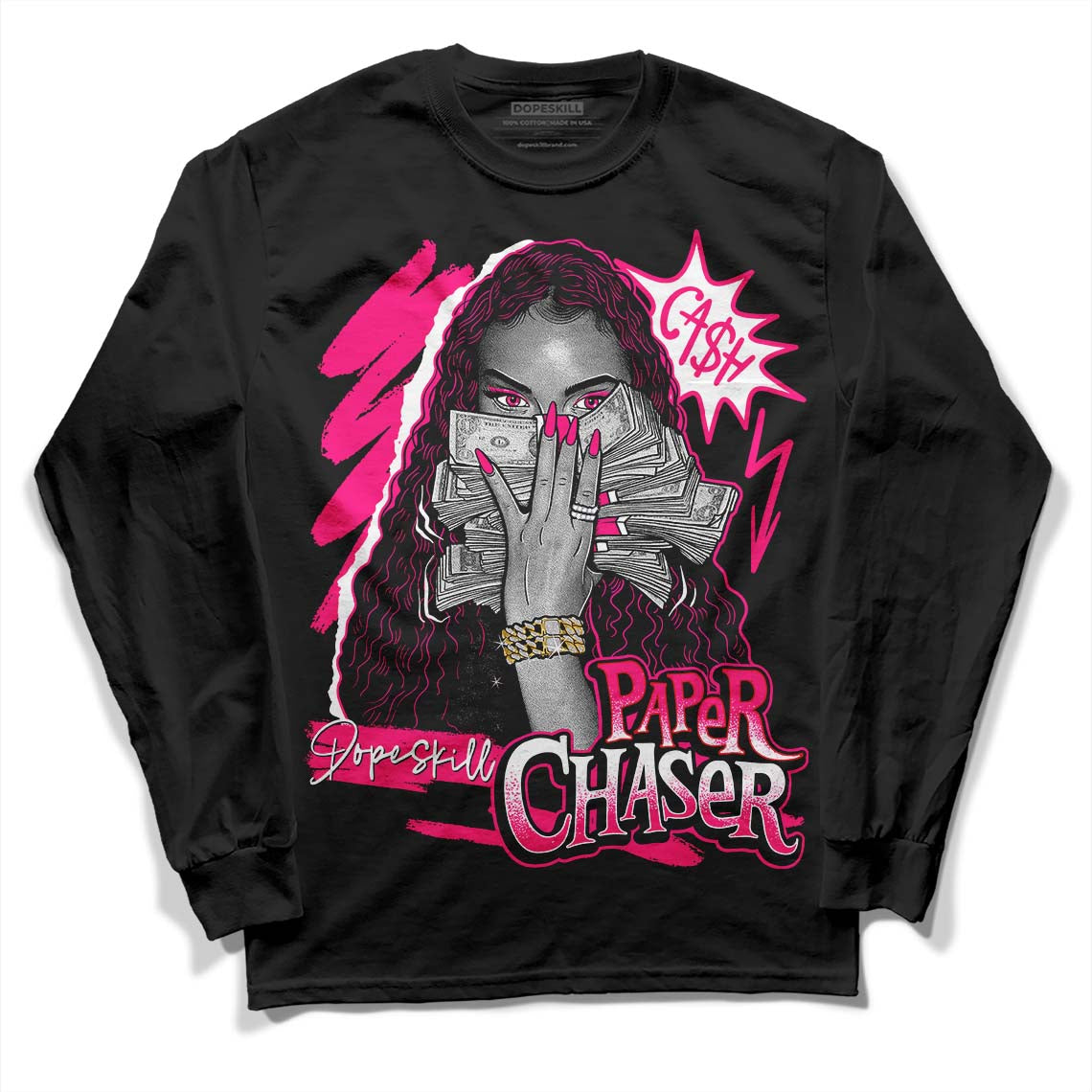 Jordan 1 Low GS “Fierce Pink” Dopeskill Long Sleeve T-Shirt NPC Graphic Streetwear - Black