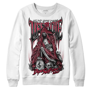 Jordan 1 Retro High '85 OG Metallic Burgundy DopeSkill Sweatshirt Life or Die Graphic Streetwear - White