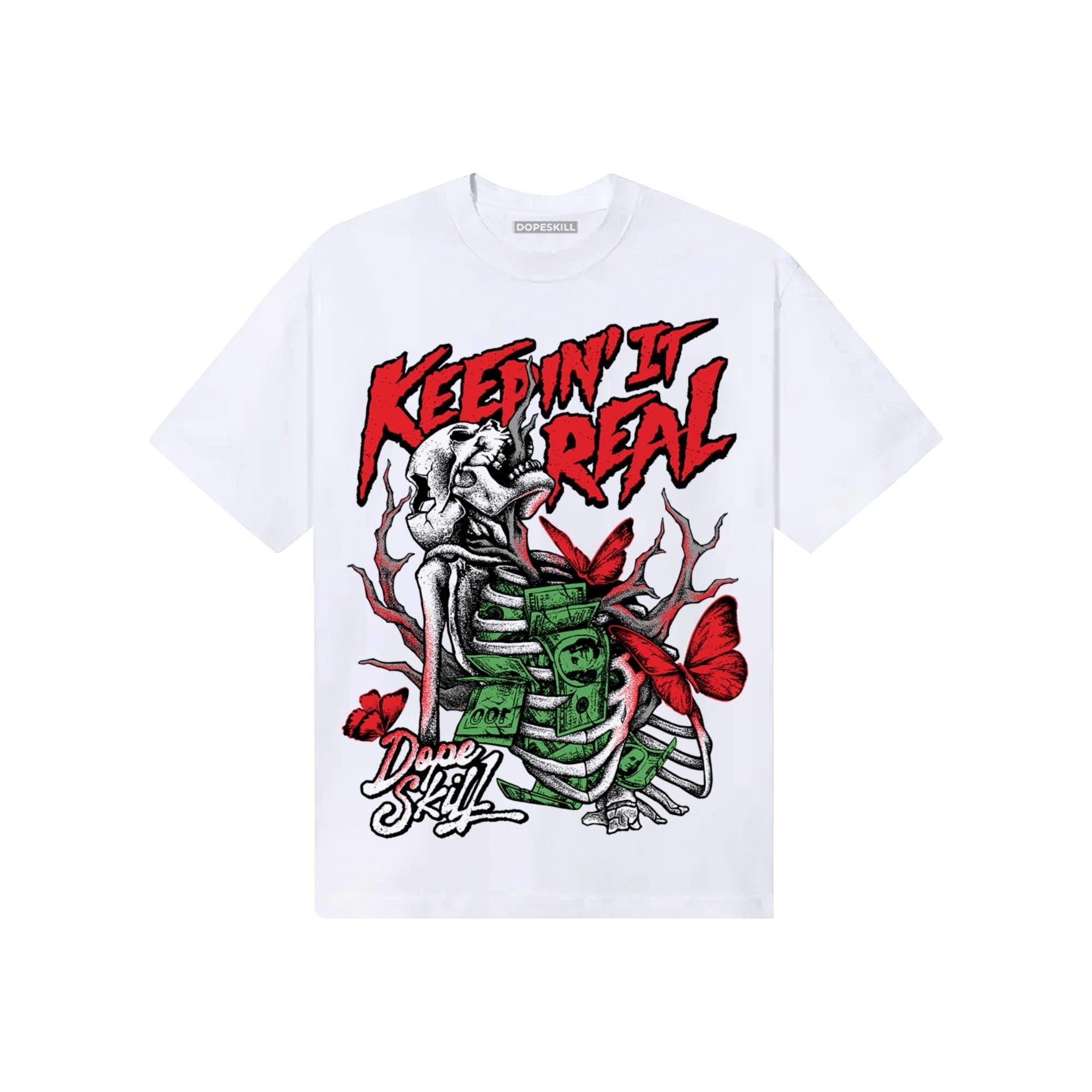 Black and White Sneakers DopeSkill T-Shirt Keepin' It Real Graphic Streetwear - White 
