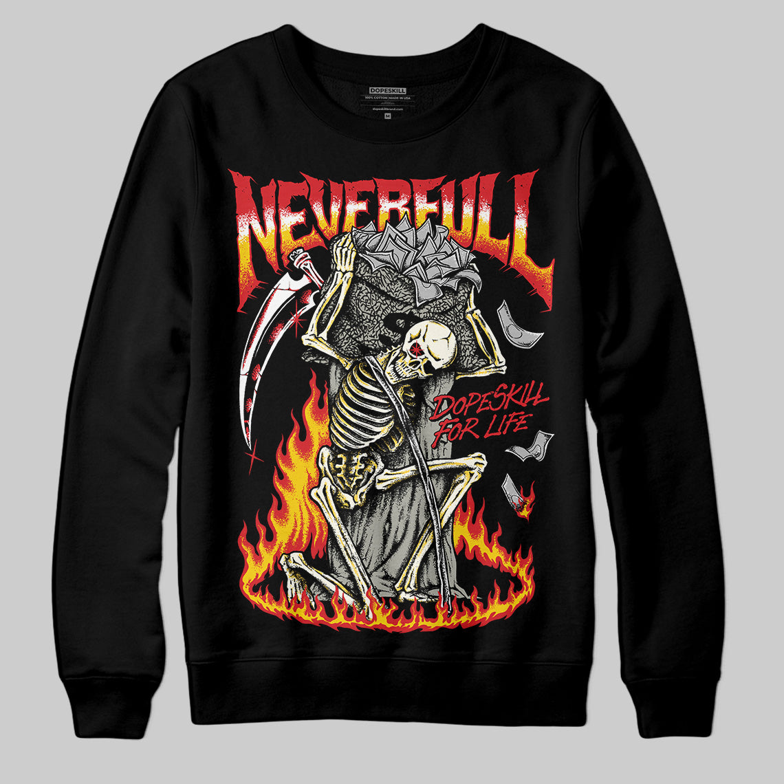 Jordan 3 Fire Red DopeSkill Sweatshirt NeverFull Graphic Streetwear - Black