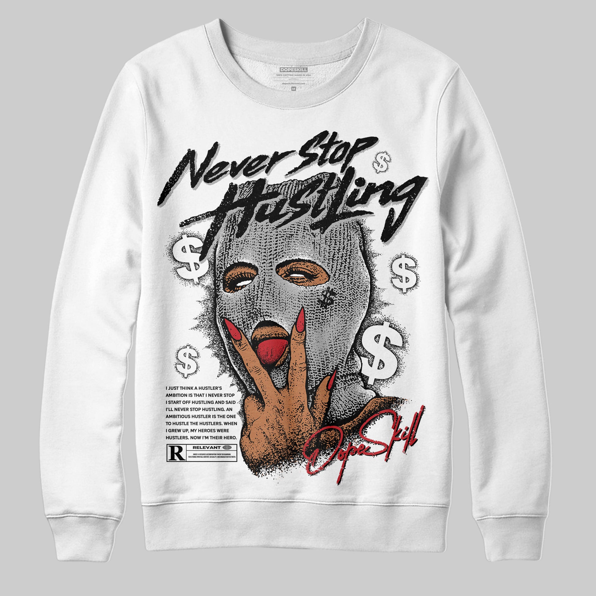 Jordan 11 “Bred Velvet” DopeSkill Sweatshirt Never Stop Hustling Graphic Streetwear - WHite