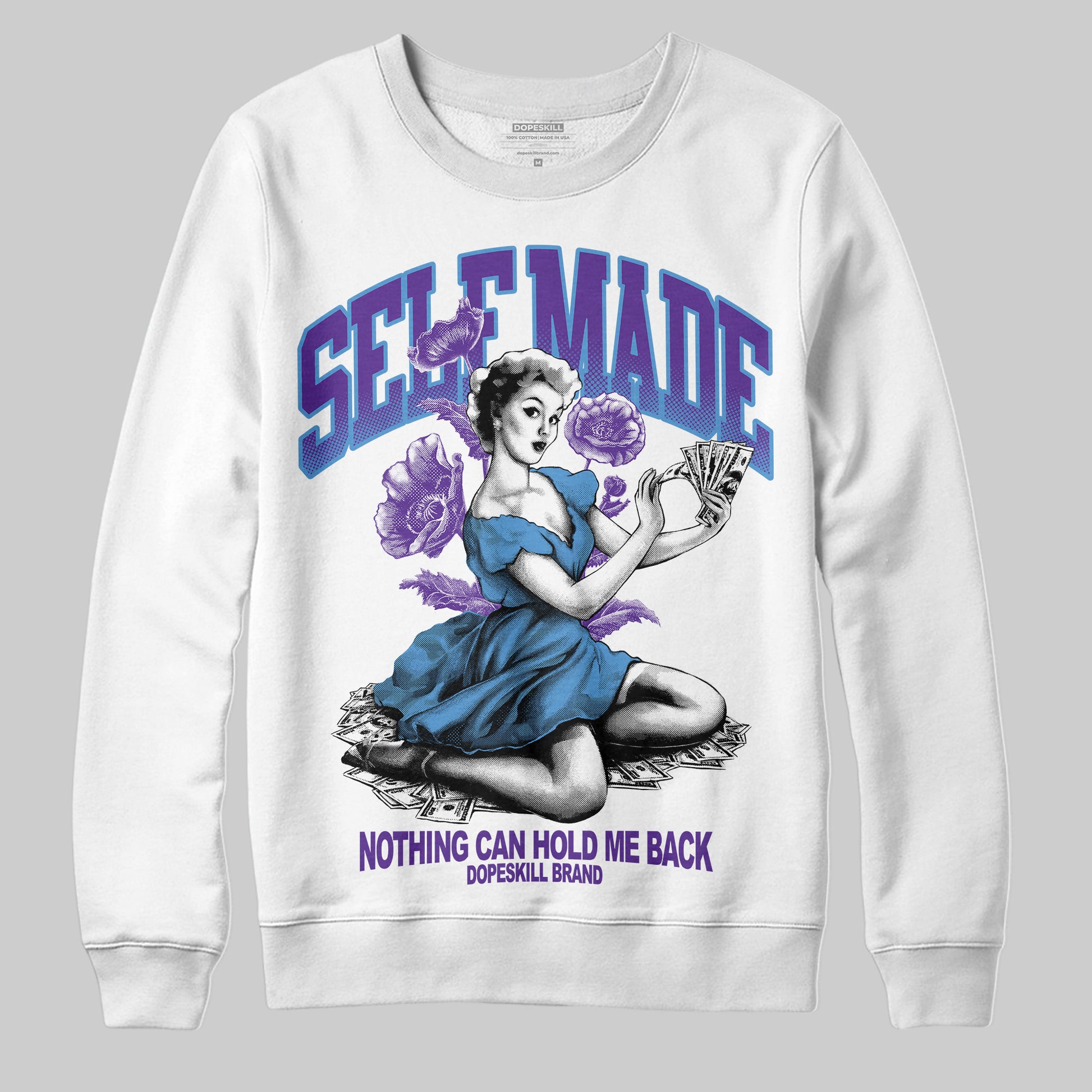 PURPLE Sneakers DopeSkill Sweatshirt Self Made Graphic Streetwear - WHite 
