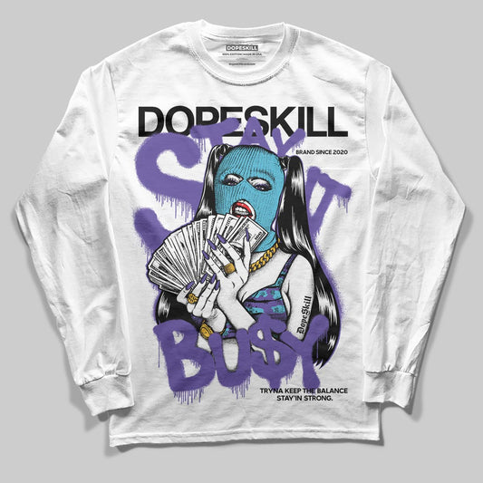 Jordan 8 Retro 'Aqua' 2025 DopeSkill Long Sleeve T-Shirt Stay It Busy Graphic Streetwear - White