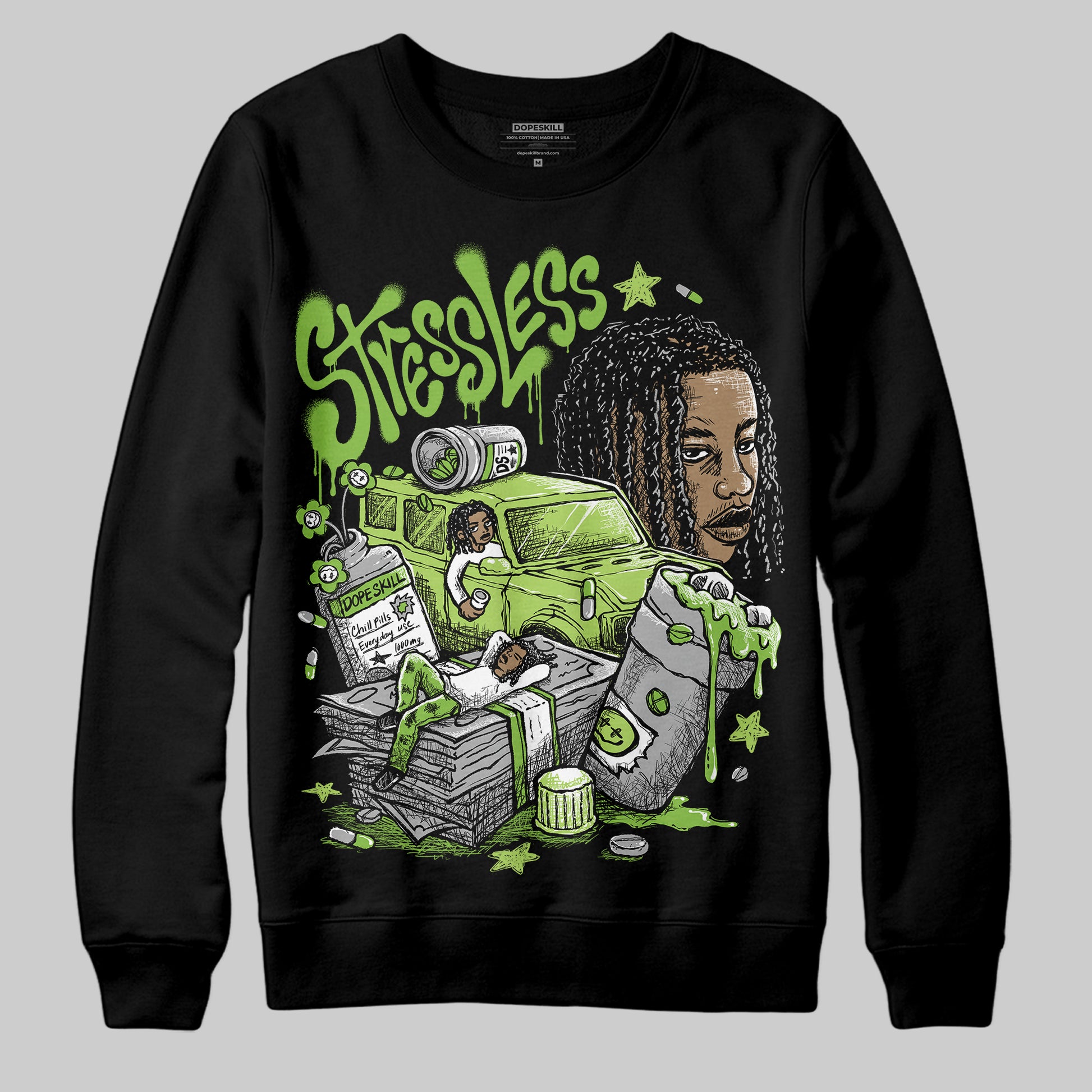 Air Max 95 Big Bubble Neon Yellow DopeSkill Sweatshirt Stressless Graphic Streetwear - Black