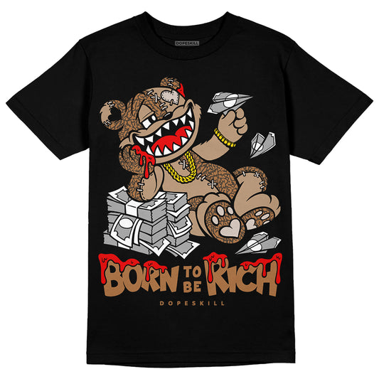 Jordan 3 Retro Palomino DopeSkill T-Shirt Born To Be Rich Graphic Streetwear - Black