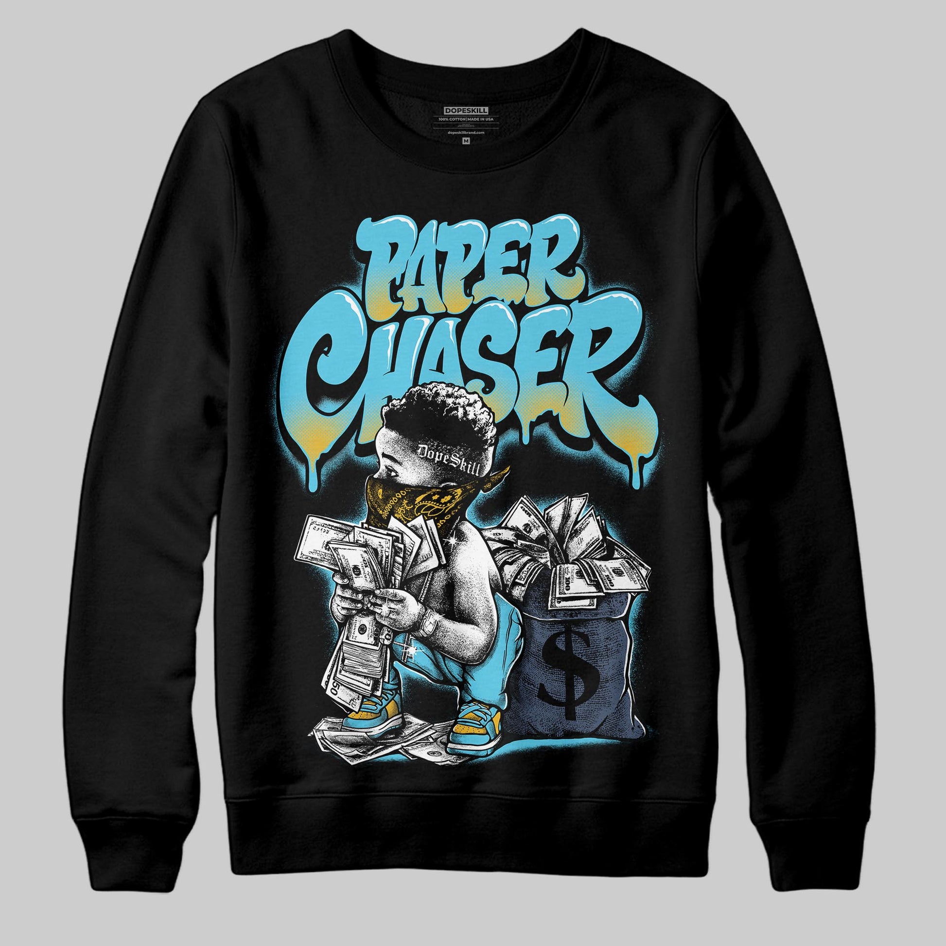 Jordan 11 Retro Gamma Blue (2025) DopeSkill Sweatshirt Paper Chaser Boy Graphic Streetwear - black