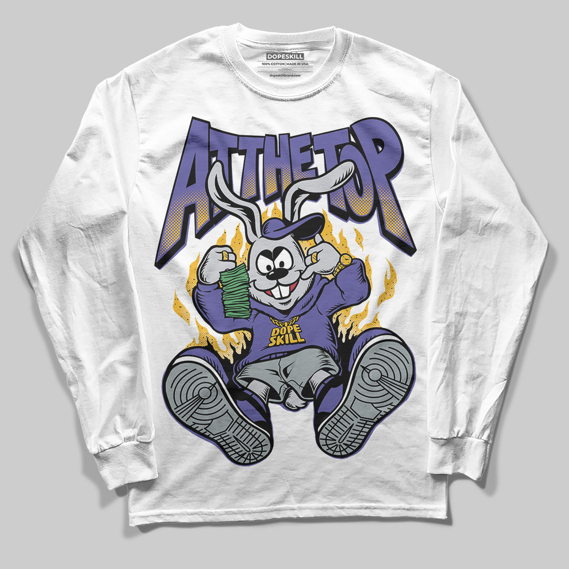 Jordan 4 Retro Lakers DopeSkill Long Sleeve T-Shirt At The Top Graphic Streetwear - White 