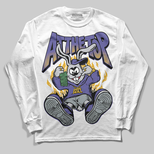 Jordan 4 Retro Lakers DopeSkill Long Sleeve T-Shirt At The Top Graphic Streetwear - White 