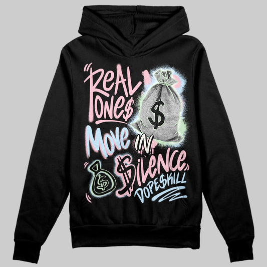 Jordan 4 Retro Valentine's Day (2026) (GS) DopeSkill Hoodie Sweatshirt Real Ones Move In Silence Graphic Streetwear - Black