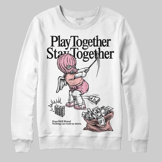 AMIRI White & Pink Stars Court Sneakers DopeSkill Sweatshirt Play together, Stay together Graphic Streetwear - White