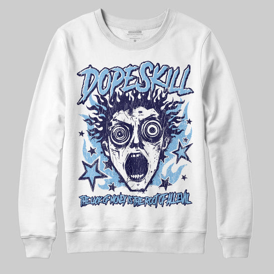 University Blue Sneakers DopeSkill Sweatshirt Root of Evil Graphic Streetwear - White