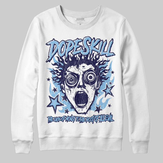 University Blue Sneakers DopeSkill Sweatshirt Root of Evil Graphic Streetwear - White
