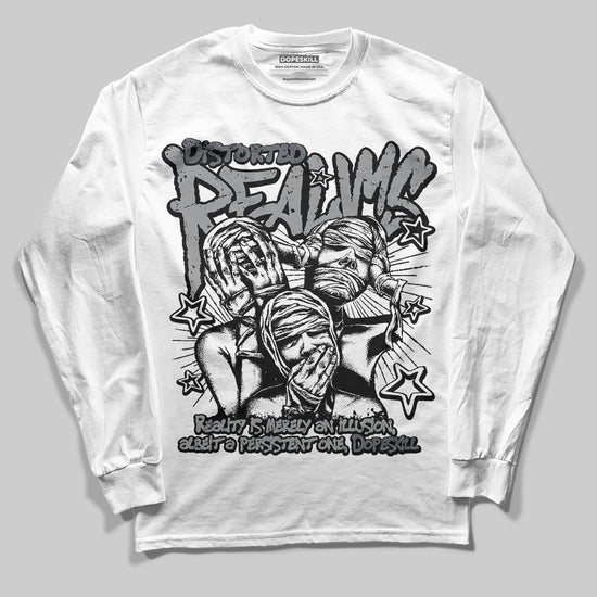 Jordan 5 Retro Wolf Grey (2026) DopeSkill Long Sleeve T-Shirt Distorted Realms Graphic Streetwear - White