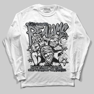 Jordan 5 Retro Wolf Grey (2026) DopeSkill Long Sleeve T-Shirt Distorted Realms Graphic Streetwear - White