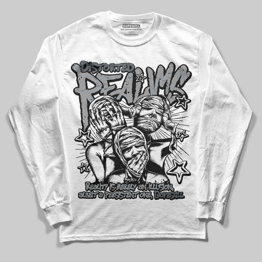 Jordan 5 Retro Wolf Grey (2026) DopeSkill Long Sleeve T-Shirt Distorted Realms Graphic Streetwear - White