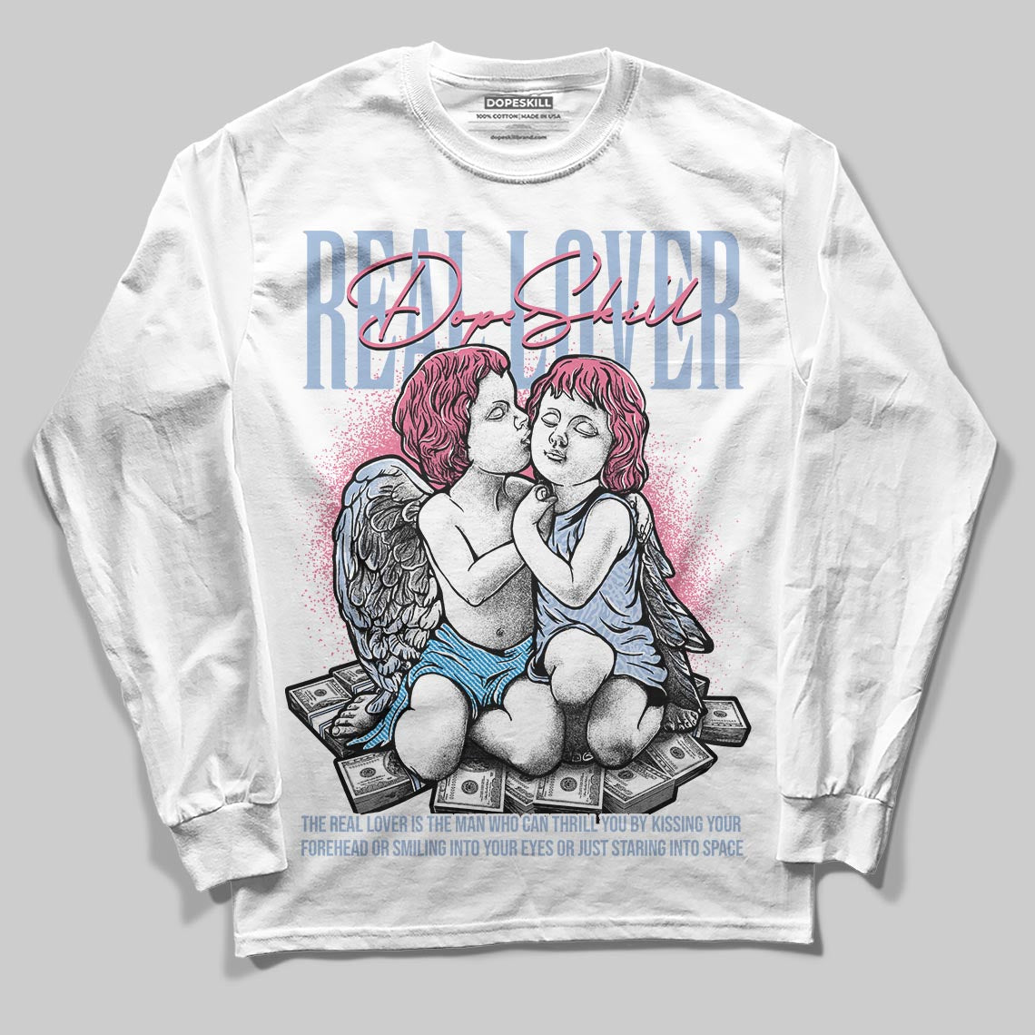 Jordan 3 GS “Denim/Pink Glow” DopeSkill Long Sleeve T-Shirt Real Lover Graphic Streetwear - White